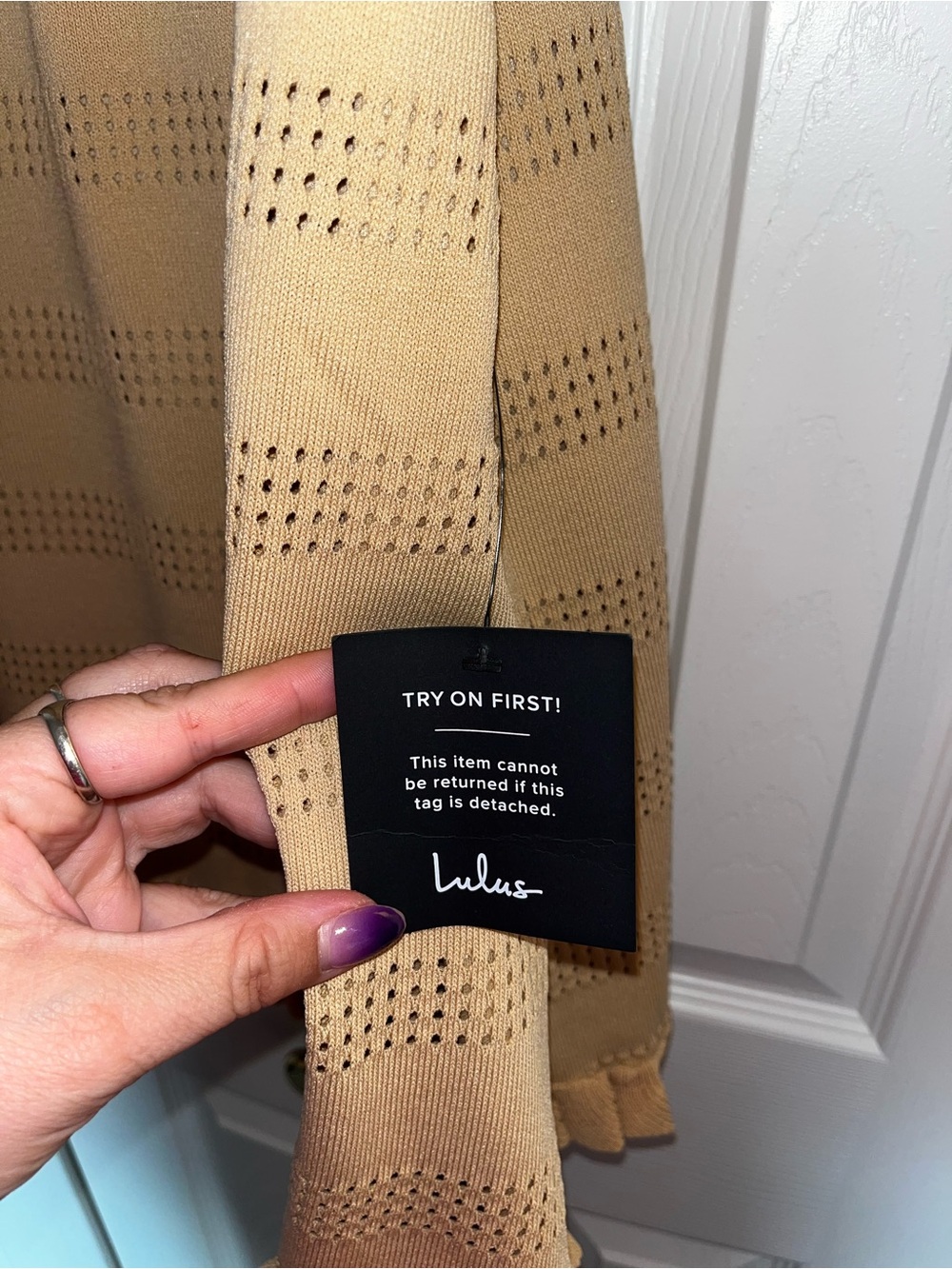 Lulu's Light Beige Ruffled Ribbed Mini Dress - Picture 4 of 6